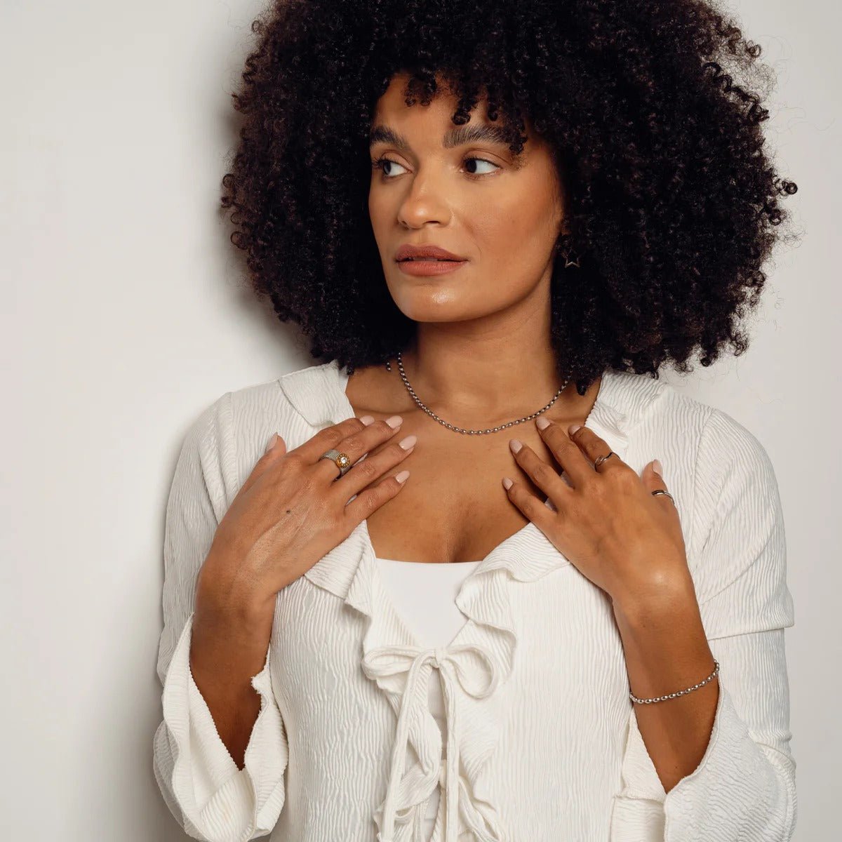 Colar Corrente Esferas - Prata