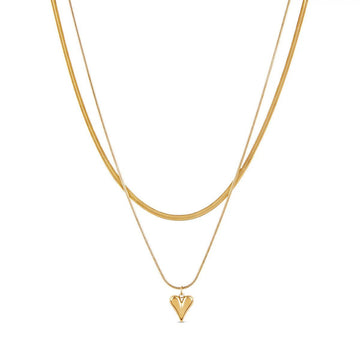 Mix de Colares Coração Esculpido Banhado em Ouro 18K