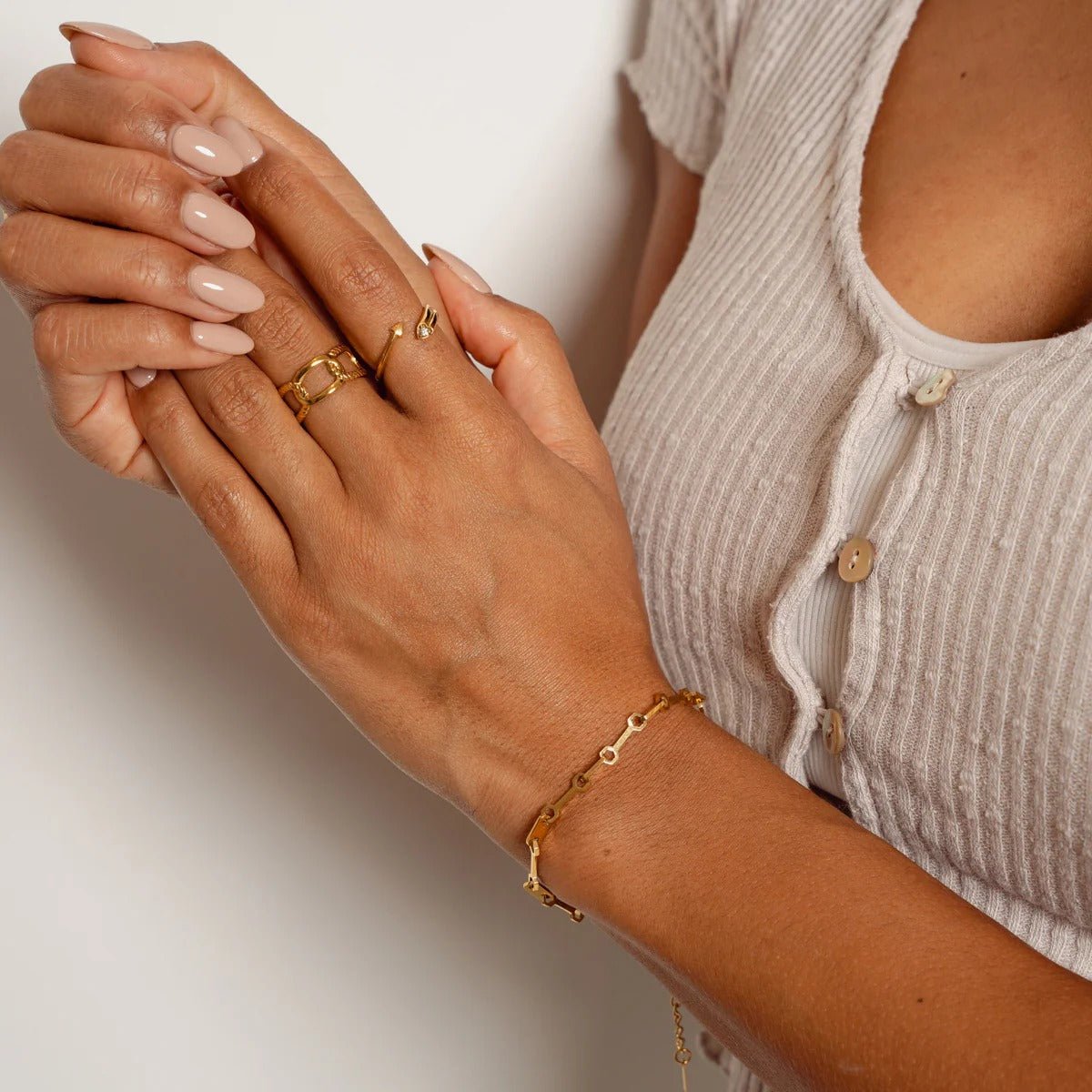 Pulseira Corrente Elos Tablet Banhada em Ouro 18K