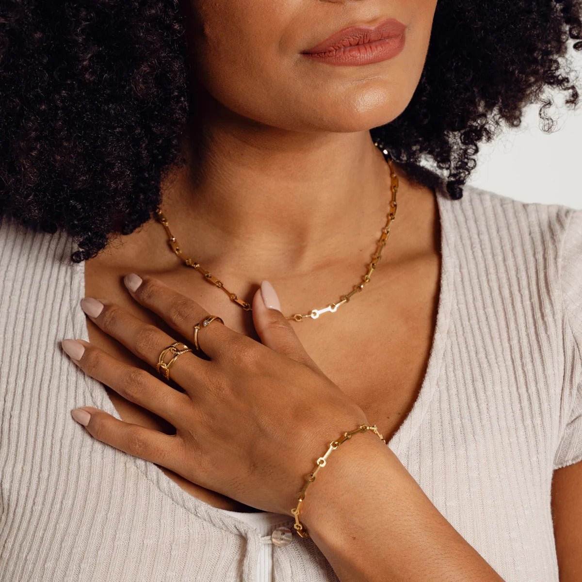 Pulseira Corrente Elos Tablet Banhada em Ouro 18K